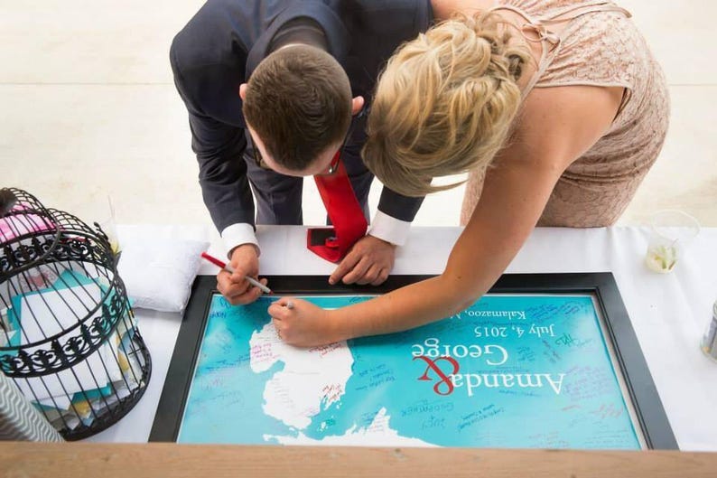 Paper Anniversary Gift Engagement Gift Personalized Jamaica Map: Custom Jamaica Wedding Wedding Gift Wedding Guest Book
