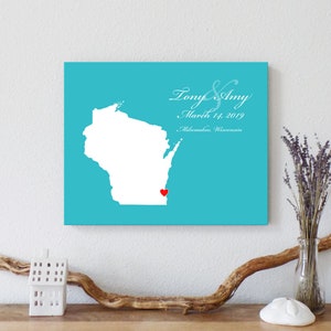 Personalisierte Wisconsin Karte: Benutzerdefinierte Wisconsin Hochzeit, Verlobungsgeschenk, Hochzeitsgästebuch, Hochzeitsgeschenk, Papier Jahrestagsgeschenk