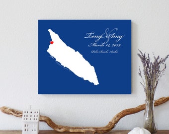 Personalized Aruba Map: Custom Aruba Wedding, Engagement Gift, Wedding Guest Book, Wedding Gift, Paper Anniversary Gift