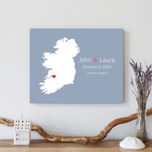 Personalisierte Irland Landkarte: Irland Hochzeit, Geschenk zur Verlobung, Hochzeitsgästebuch, Hochzeitsgeschenk, Geburtstagsgeschenk