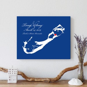 Mapa de Bermudas personalizado: boda de Bermudas personalizada, regalo de compromiso, libro de invitados de boda, regalo de boda, regalo de aniversario de papel
