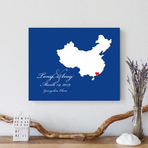 Carte de Chine personnalisée : Mariage de Chine personnalisé, cadeau de fiançailles, livre d'or de mariage, cadeau de mariage, cadeau d'anniversaire en papier