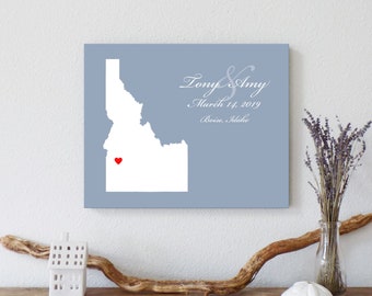 Personalized Idaho Map: Custom Idaho Wedding, Engagement Gift, Wedding Guest Book, Wedding Gift, Paper Anniversary Gift