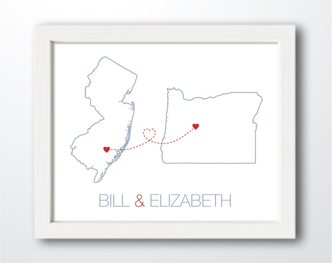 Personalized Long Distance Relationship Gift Print Two | Etsy