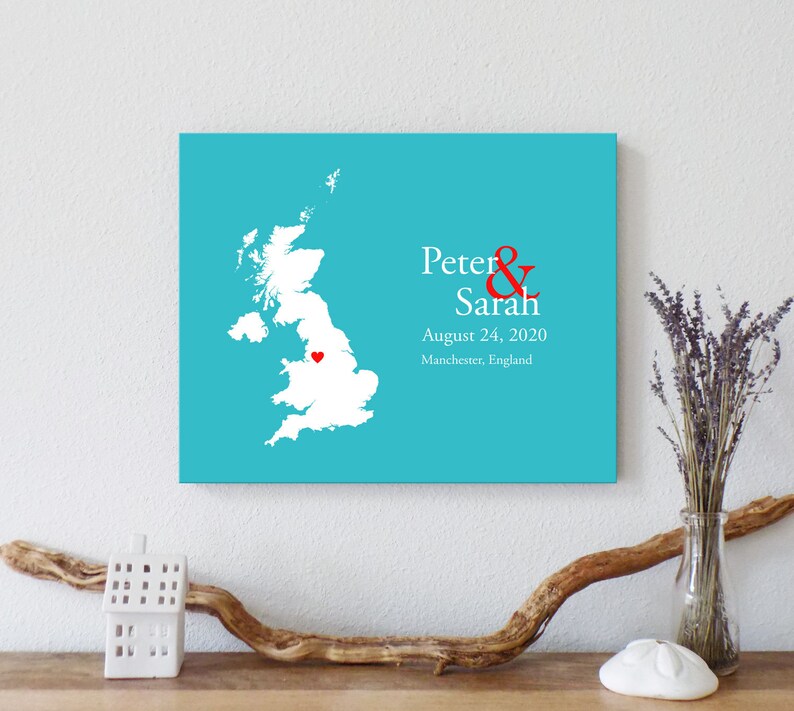 Personalized United Kingdom Map Custom UK Wedding Engagement Etsy