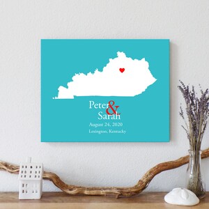 Carte personnalisée du Kentucky : Mariage personnalisé du Kentucky, cadeau de fiançailles, livre d&#39;or de mariage, cadeau de mariage, cadeau d&#39;anniversaire de papier