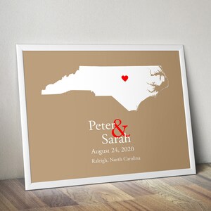 Personalized North Carolina Map: Custom North Carolina Wedding ...