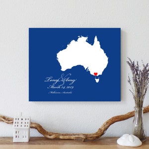 Personalized Australia Map: Custom Australia Wedding, Engagement Gift, Wedding Guest Book, Wedding Gift, Paper Anniversary Gift