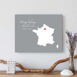Personalisierte Frankreich Karte: Benutzerdefinierte Frankreich Hochzeit, Verlobungsgeschenk, Hochzeitsgästebuch, Hochzeitsgeschenk, Papier Jahrestagsgeschenk