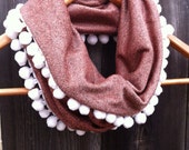 Rust Pom Pom Circle Scarf - Burnt Orange - Kids Scarf 