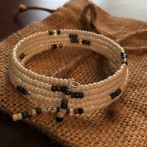 Gunmetal and Lace: 5-Coil Memory Wire Bracelet
