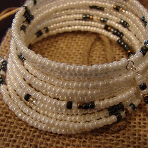 Gunmetal and Lace: 10-Coil Memory Wire Bracelet