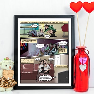 Niestandardowa komiksowa historia miłosna, kreatywny romantyczny prezent rocznicowy dla chłopaka nerda, niezwykły prezent dla związku geeków, najlepsze pomysły na pamiątki dla par