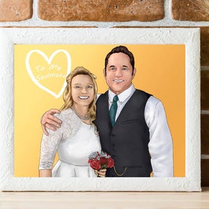 Ritratto personalizzato degli sposi, regalo di anniversario di carta sentimentale per il marito da parte della moglie, ricordo unico e premuroso della relazione
