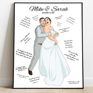 Retrato de dibujos animados personalizado de pareja casada, el mejor regalo de primer aniversario para el esposo, lindas ideas extravagantes para él, recuerdo de boda único