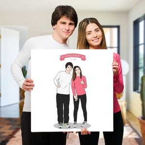 Benutzerdefinierte Karikaturporträt eines verliebten Paares, niedliches ungewöhnliches Dating-Jubiläumsgeschenk für Freund, kreativ Ich liebe dich, Sentimentales Andenken