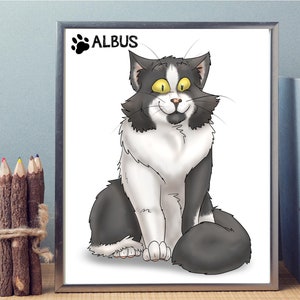 Personalized Hand Drawn Pet Portrait, Custom Cartoon Illustration, New Fur Baby Gift, Best friend Birthday, Cat Dog Puppy Kitten Horse