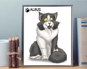 Personalized Hand Drawn Pet Portrait, Custom Cartoon Illustration, New Fur Baby Gift, Best friend Birthday, Cat Dog Puppy Kitten Horse