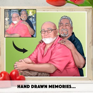 Ritratto di coppia gay disegnato su misura, regalo di carta personalizzato per il primo anniversario del marito, ricordo della relazione tra marito e moglie, disegnato da una foto