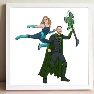 Copertina di fumetto personalizzata, ritratto di supereroe disegnato a mano, regalo di anniversario unico per moglie nerd, idee di carta creativa sentimentale per lei