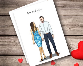 Custom Engagement Card, Hand Drawn Couple Portrait, Cartoon Caricature, Getting Married Engaged, Save The Date, Relationship Keepsake Gift