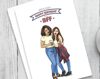 BFF Portrait From Photo, Personalized Best Friend Birthday Gift, Custom Friends Forever  Keepsake