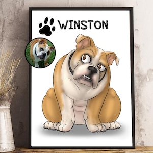 Custom Cartoon Pet Portrait - Cute Funny Dog Cat Drawing - New Pet Owner Puppy Kitten -  Special Birthday - Customized Bag Cushion Cup