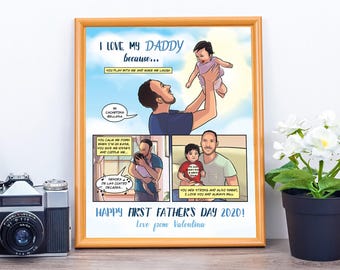 Personalized Father’s Day Comic Strip – Custom Gift from Kids for Dad