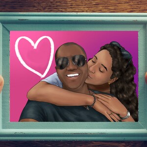 Retrato realista personalizado dibujado a mano, dibujo romántico de pareja, regalo creativo y divertido para el 30.º cumpleaños de tu novio, recuerdo único de tu relación.