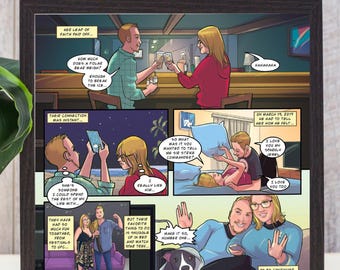 Custom Comic Love Story – Birthday Gift for Girlfriend, Nerdy Relationship Art