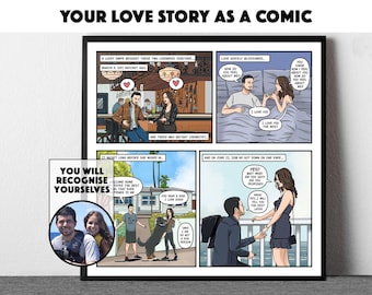 Custom Comic Strip – Unique Wedding Gift for Couples, “Our Story” Love Story Book