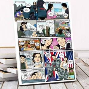 遠距離恋愛のギフト、パーソナライズされたコミック、漫画のラブストーリー、軍人カップルの記念日のアイデア、感傷的な