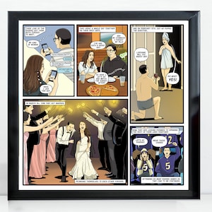 Custom Comic Love Story, Personalized Anniversary Gift For Nerd Husband Boyfriend, Geeky Couple Milestone , Photo To Cartoon Illustration