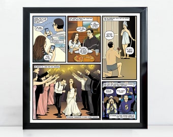 Custom Comic Love Story, Personalized Anniversary Gift For Nerd Husband Boyfriend, Geeky Couple Milestone , Photo To Cartoon Illustration