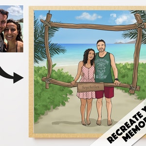 Ritratto di coppia personalizzato - Illustrazione di un cartone animato - Regalo di anniversario di matrimonio per marito e fidanzato - Neosposi - Ricordo di una relazione