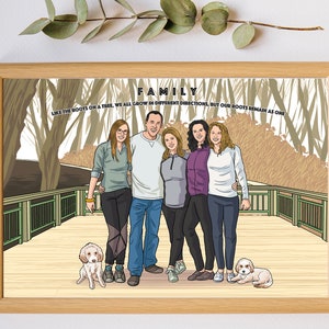 Ritratto di famiglia personalizzato unico, regalo premuroso per il compleanno del marito, papà che non vuole niente, disegno realistico dei cartoni animati, regalo insolito