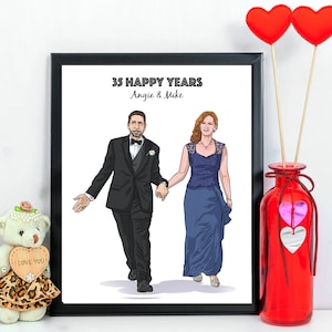 Regalo de aniversario de bodas personalizado para mejores amigos, retrato personalizado de marido y mujer, regalo creativo y considerado, sorpresa romántica.