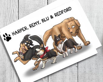 Custom Drawn Pet Portrait, Birthday Gift For Dog Mad Dad