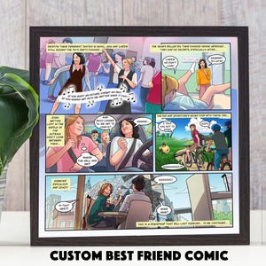 História em quadrinhos personalizada para o aniversário da melhor amiga, desenho de retrato de desenho animado personalizado, presente geek perfeito para uma garota nerd, presente especial e atencioso