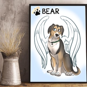 Ritratto personalizzato di un animale domestico, ricordo commemorativo di un cane, regalo di condoglianze per la perdita di un animale, ricordo unico e premuroso, disegno sentimentale e carino dei cartoni animati
