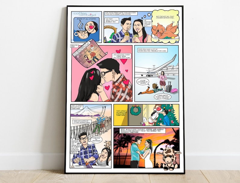 Nerdy Wedding Anniversary Gifts For Him, Customized Cartoon Story Book, Husband Wife Relationship Comic, Caricature to Photo Digital Drawing image 1