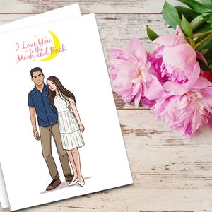 Aangepaste paarportret, schattige cartoontekening, Ooak uniek 30e verjaardagscadeau voor vriend, gepersonaliseerde aandenken lange-afstandsrelatie