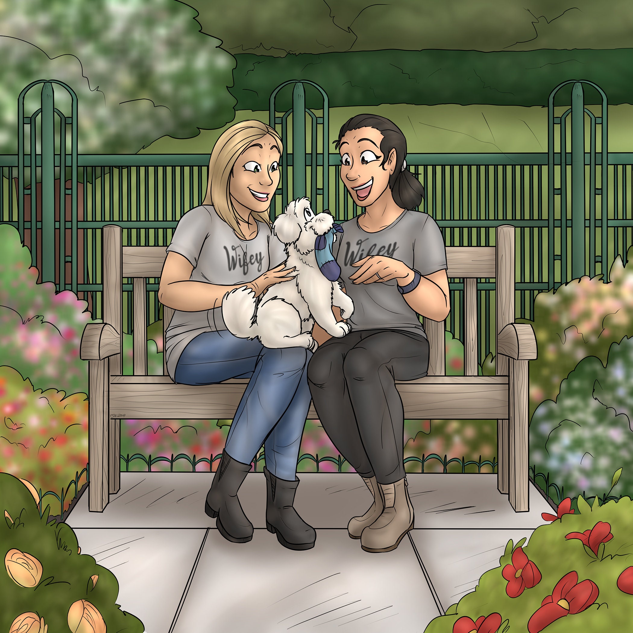 Custom Couple Portrait With Pets Unusual Creative Anniversary | Etsy