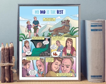 Comic Strip Gift for Dad Who Has Everything – Personalized Story from Kids - Fathers Day - Dads Birthday