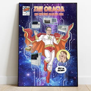 Gepersonaliseerde cartoon superheld stripomslag digitaal portret, aangepaste tijdschrift cartoon boekomslag superheld familie super vader cadeau van kinderen