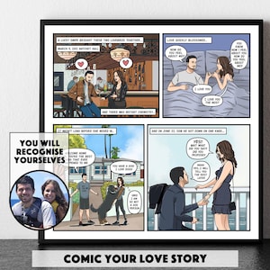 カスタムカップルコミックストリップ - 漫画愛好家へのギフト - 1周年記念ペーパーギフト - 婚約結婚記念日 - オタクなプロポーズ
