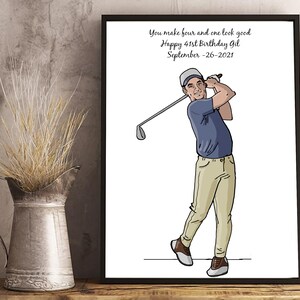 Regalo di golf personalizzato, idee perfette per il compleanno del marito, ritratto sportivo personalizzato, regalo di golf, sorpresa sentimentale e premurosa