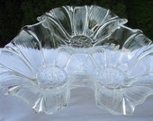 Vintage Mikasa Walther Glass Susanna Clear Crystal Relsh Divided 3 Part Dish Bowl RARE