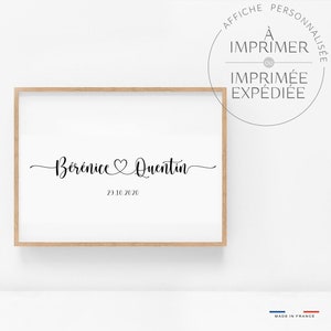 Cartel de nombres entrelazados por un corazón para personalizar - Cartel de pareja, cartel de familia, cartel de hermanos, regalo personalizado original