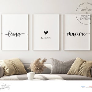 Poster names separated with heart - Couple poster, Couple name poster, love poster, valentine poster